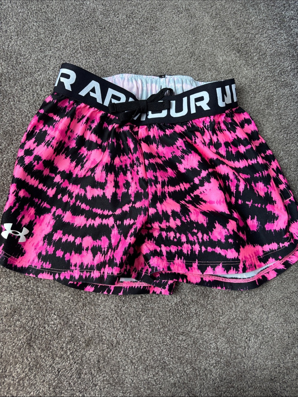 Under Armour Pink & Black Printed Athletic Shorts